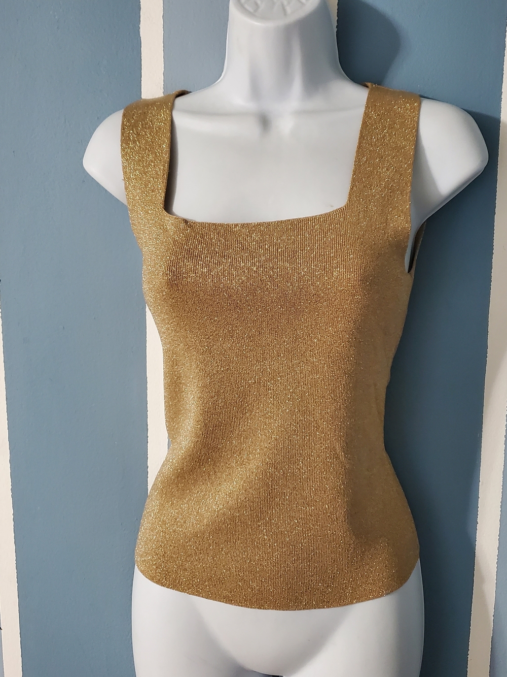 Studio Metallic Gold Square-Neck Tank Top